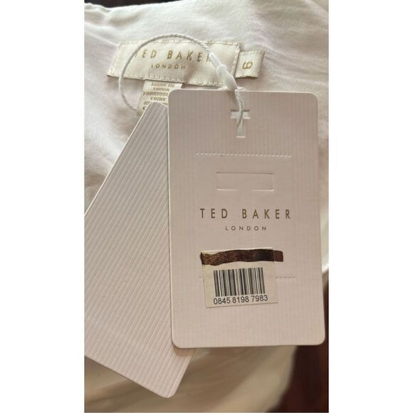 Ted Baker White Cotton Button Through Puff Sleeve Maxi Dress NWT Size 6 or XL - Picture 4 of 5
